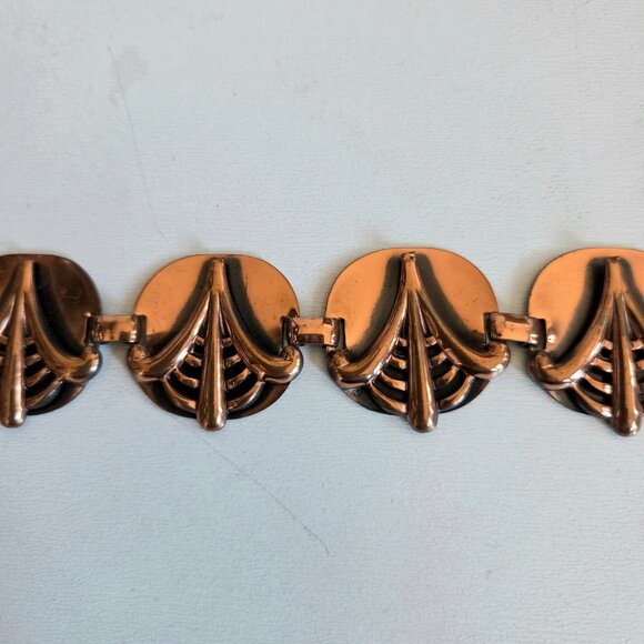 Vintage copper necklace/choker and clip on earrings. Jewelry set. - Picture 6 of 7